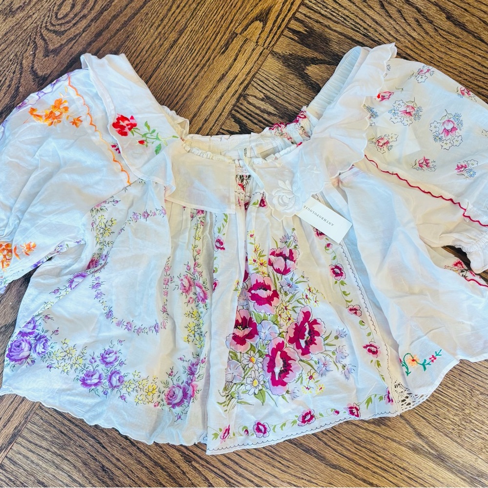 **SOLD** Anthropologie Puff-Sleeve Collared Blouse - S